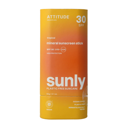 Attitude Sunly zonnebrandstick SPF30 tropisch 60 Gram