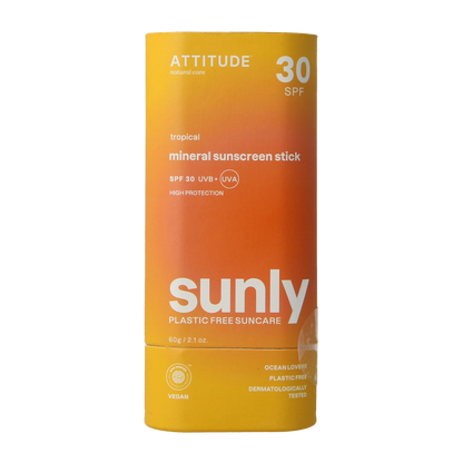 Attitude Sunly zonnebrandstick SPF30 tropisch 60.00 Gram