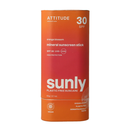 Attitude Sunly zonnebrandstick SPF30 oranjebloesem 60 Gram