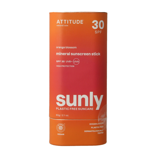 Attitude Sunly zonnebrandstick SPF30 oranjebloesem 60 Gram