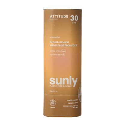 Attitude Sunly gezichtszonnebrandstick getint SPF30 20 Gram