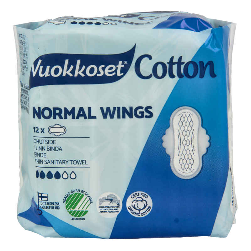 Vuokkoset Maandverband normaal wings organisch katoen 12 Stuks