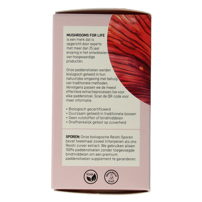Mushrooms for Life Reishi spore paddenstoel bio 60 Capsules