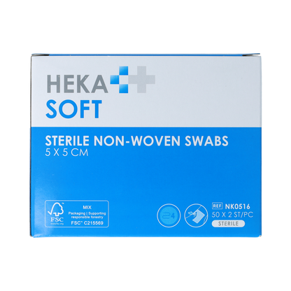 Heka Soft Non-woven drainkompres 5 x 5cm steriel swabs 100.00 Stuks