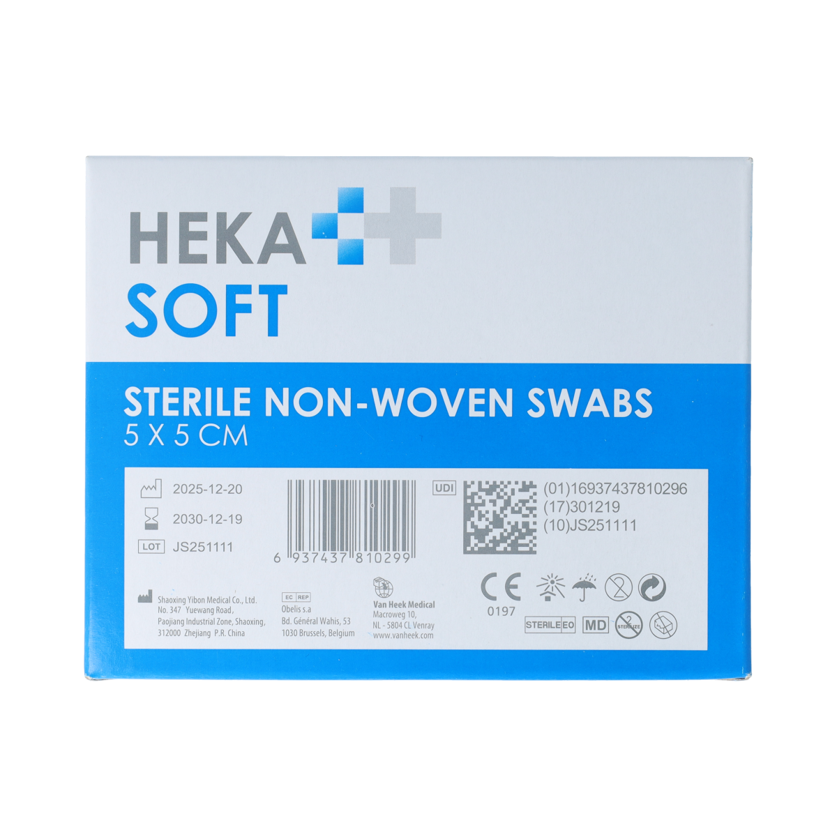 Heka Soft Non-woven drainkompres 5 x 5cm steriel swabs 100.00 Stuks
