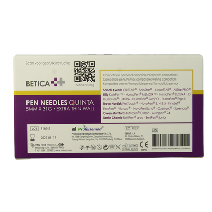 Betica Pennaalden Quinta steriel 5mmx31g 100 Stuks