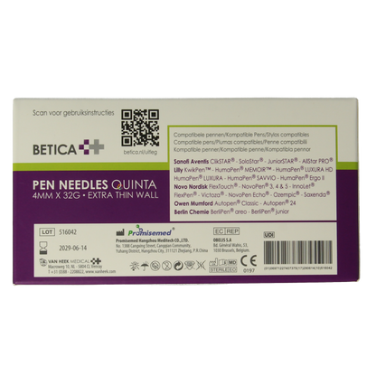 Betica Pennaalden Quinta steriel 4mmx32g 100 Stuks
