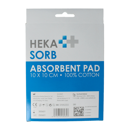 Hekasorb Absorberend verband 10x10cm steriel 10 Stuks