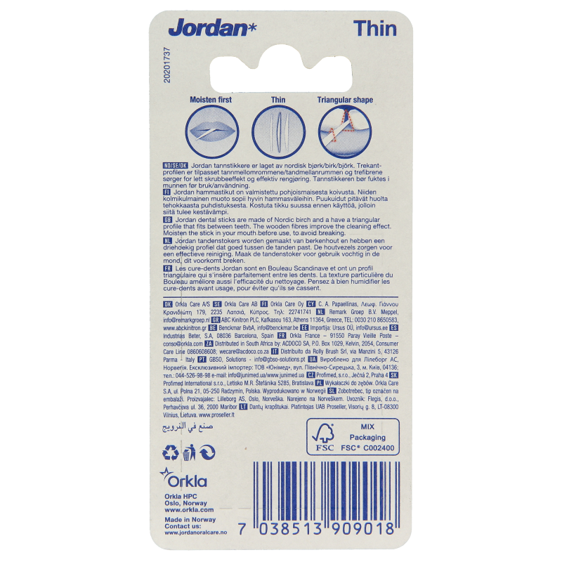 Jordan Tandenstoker dun mint 100 Stuks