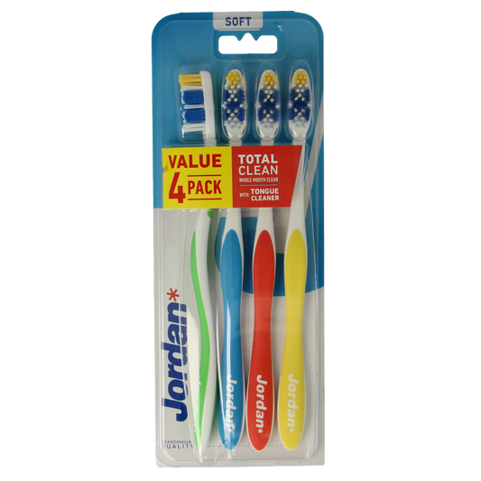 Jordan Tandenborstel totalclean soft 4 Stuks