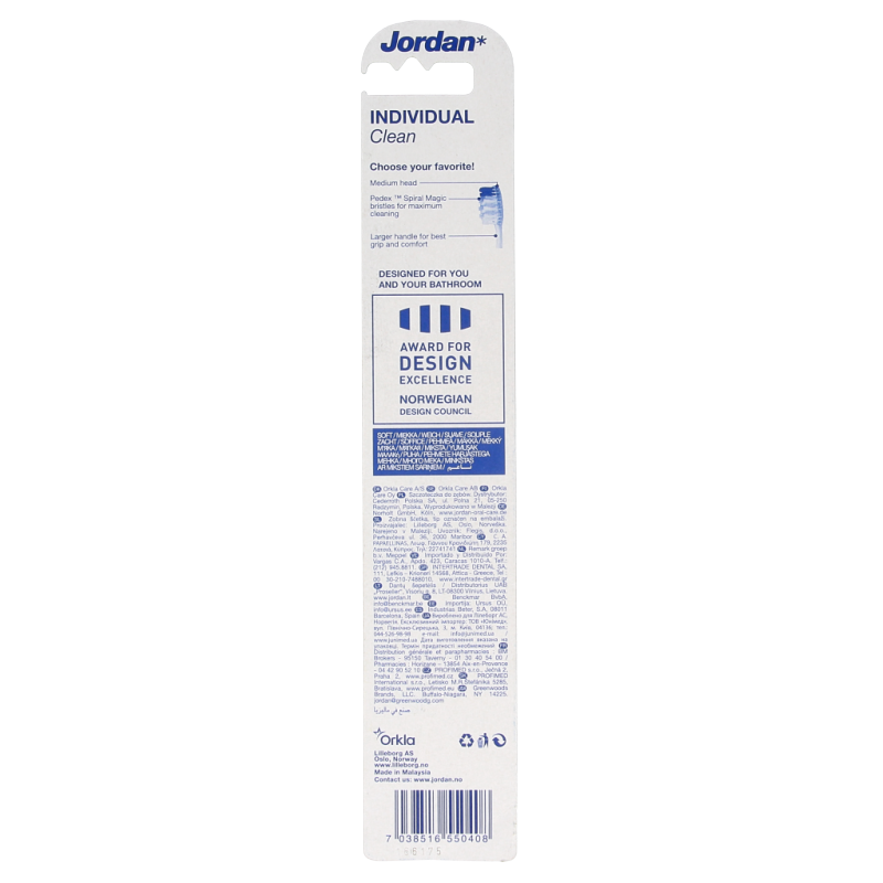 Jordan Tandenborstel individual clean soft 1 Stuks