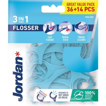 Jordan Flosser 3-in-1 36stuks+14 stuks gratis 50 Stuks