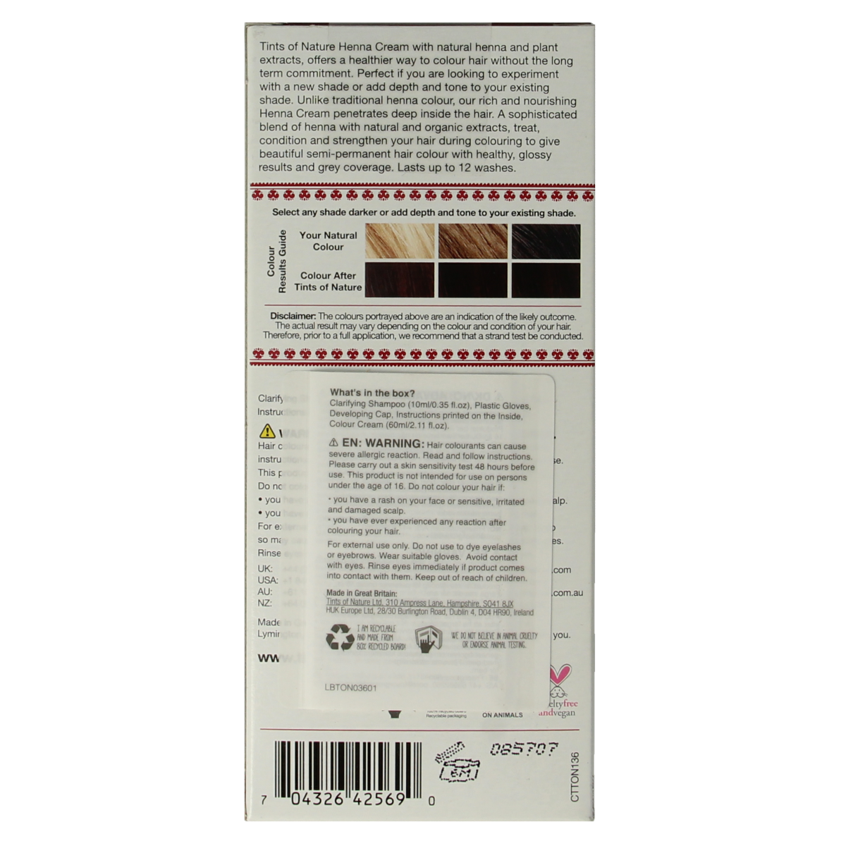 Tints Of Nature Henna cream mahogany red semi permanent 70.00 Milliliter