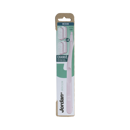 Jordan Tandenborstel Green Clean Change Medium 4-pack 4.00 Stuks