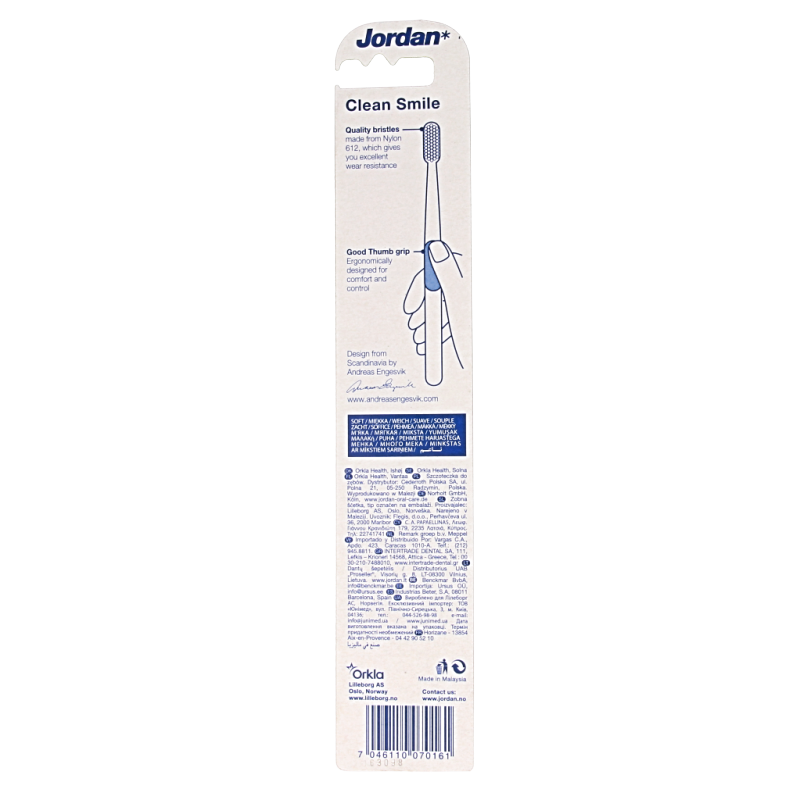 Jordan Tandenborstel clean smile soft assortie 1 Stuks
