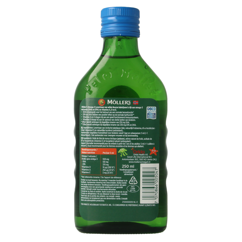 Mollers Omega-3 levertraan tutti frutti 250 Milliliter