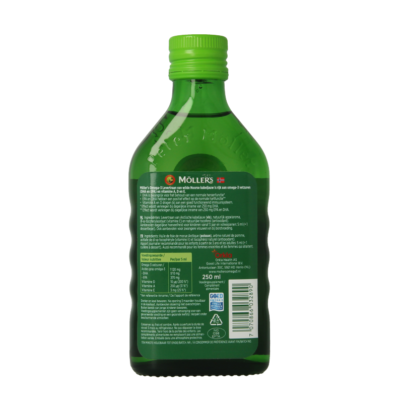 Mollers Omega-3 levertraan appel 250 Milliliter