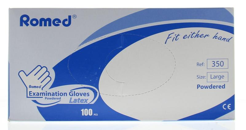 Romed Latex handschoen niet steriel gepoederd L 100 Stuks