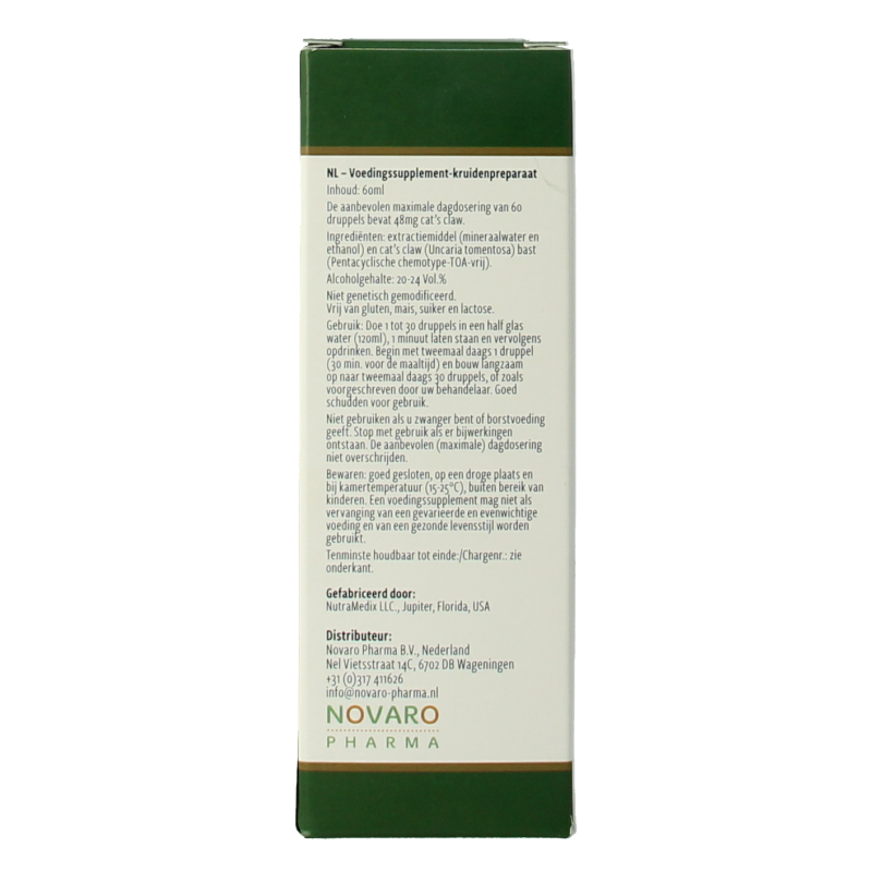 Nutramedix Samento cat's claw TOA vrij 60 Milliliter