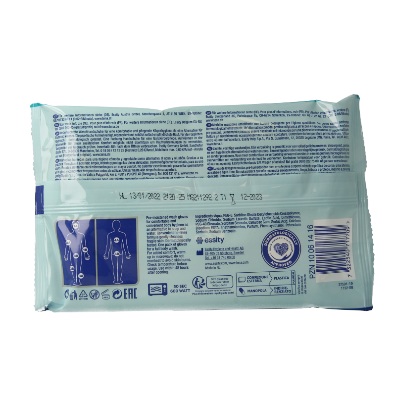 Tena Wetwash glove mild geparfumeerd 5 Stuks