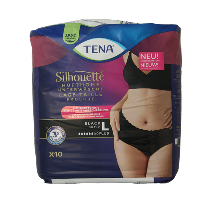 Tena Silhouette plus low waist zwart L 10 Stuks