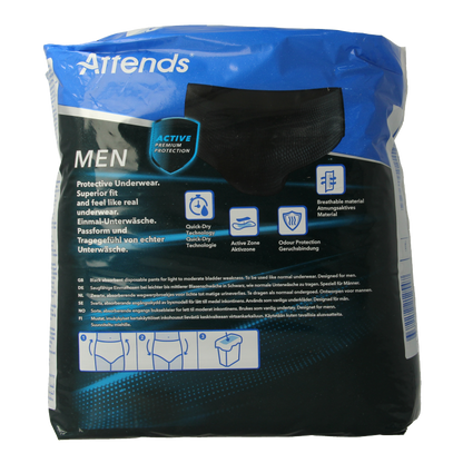 Attends Men discreet underwear zwart maat M 10 Stuks