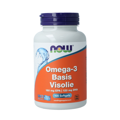 NOW Omega-3 Basis visolie 180mg EPA 120mg DHA 100 Softgels