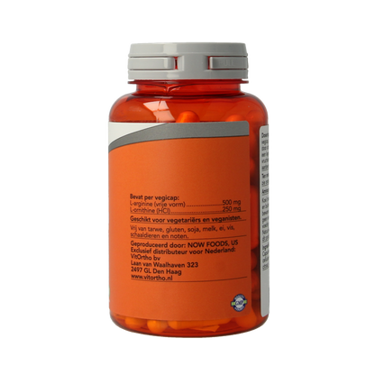 NOW Arginine & ornithine 500 / 250mg 100 Vegetarische capsules