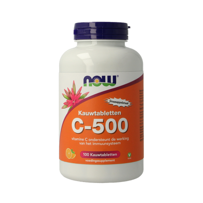 NOW C-500 kauwtabletten sinaasappelsmaak 100 Kauwtabletten