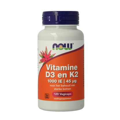 NOW Vitamine D3 1000IE & Vitamine K2 120 Vegetarische capsules