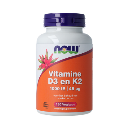 NOW Vitamine D3 en K2 - 1000 IE 45 mcg 180.00 Vegetarische capsules