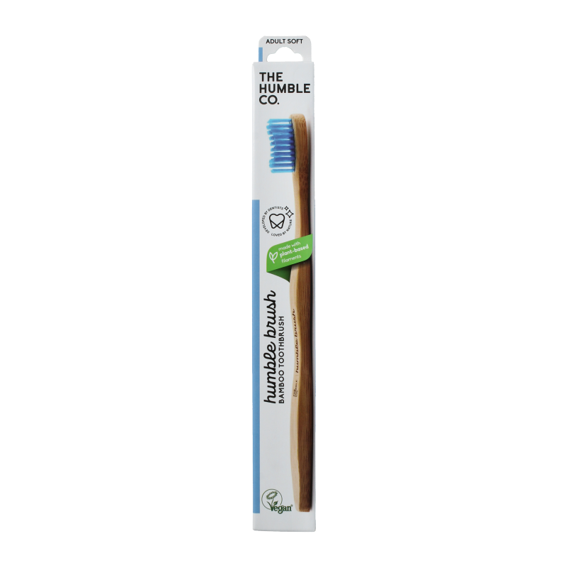 The Humble Co Tandenborstel bamboe adult blauw brush soft 1 Stuks