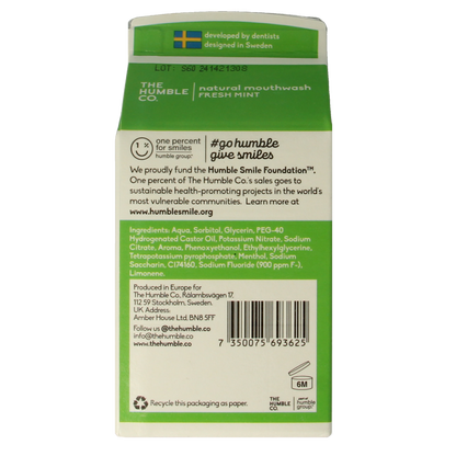 The Humble Co Mondwater fresh mint 500.00 Milliliter
