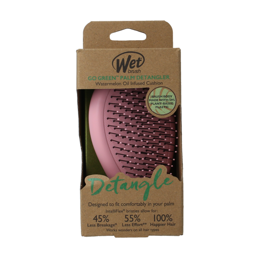 Wet Brush Go green palm detangler pink water 1.00 Stuks