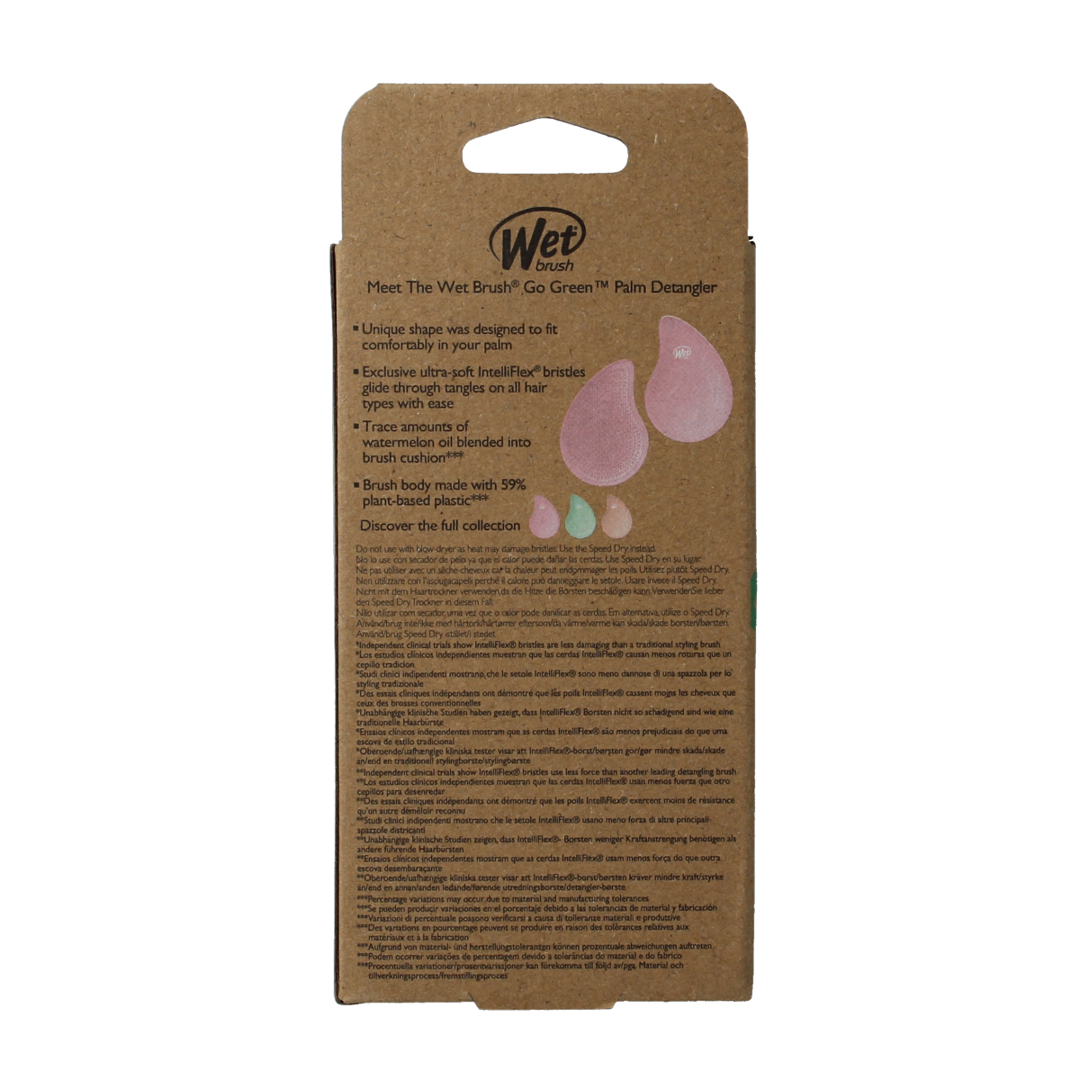 Wet Brush Go green palm detangler pink water 1.00 Stuks