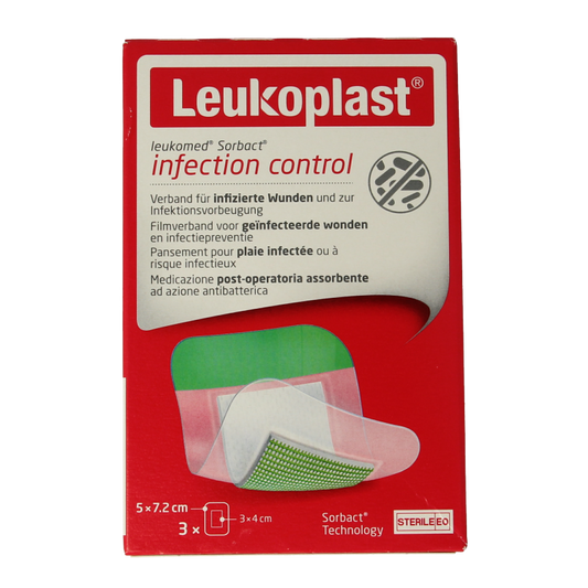 Leukomed Sorbact infection control 5 x 7.2cm 3 Stuks