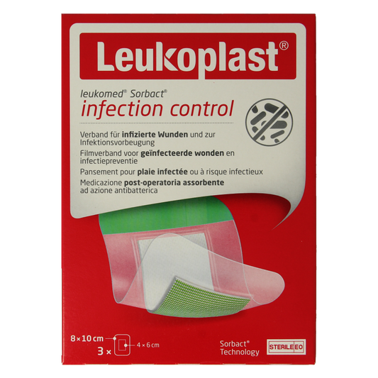Leukoplast Hechtpleister leukomed sorbact 8 x 10cm 3 Stuks