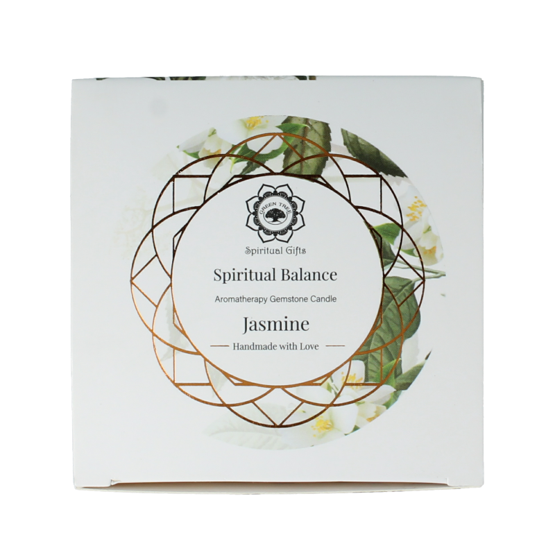 Green Tree Geurkaars edelsteen spiritueel balans jasmijn 70 Gram