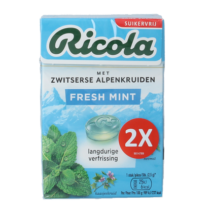 Ricola Fresh mint suikervrij duo pack 100.00 Gram