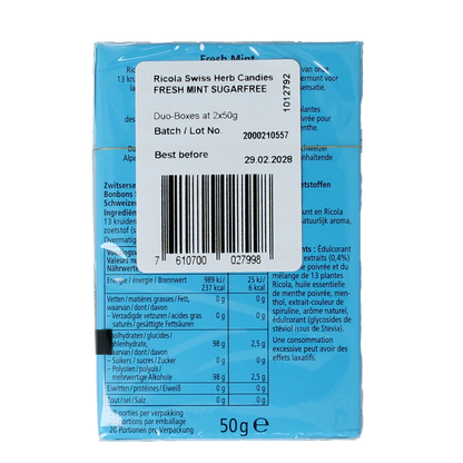 Ricola Fresh mint suikervrij duo pack 100.00 Gram