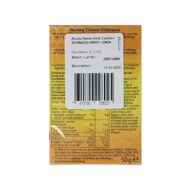 Ricola Honing citroen echinacea duo pack 100 Gram