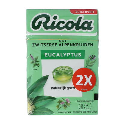 Ricola Eucalyptus suikervrij duo pack 100.00 Gram
