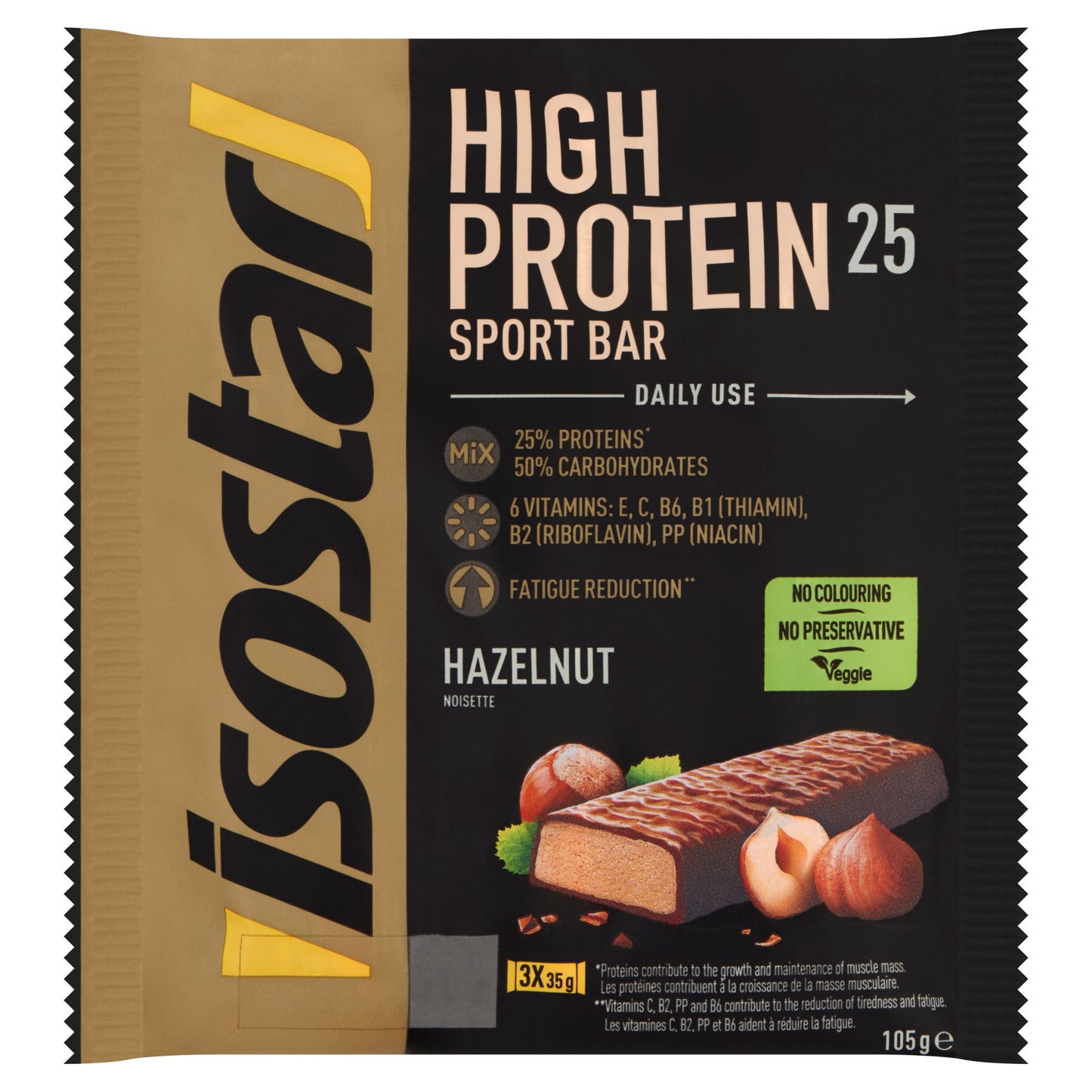 Isostar High protein 25 sport bars hazelnut 3 pack 105.00 Gram