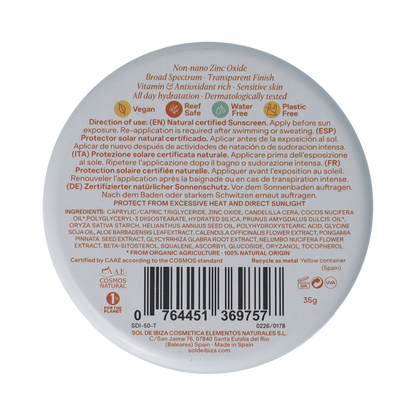 Sol De Ibiza Zonnebrandcrème voor gezicht & nek SPF50 35.00 Gram