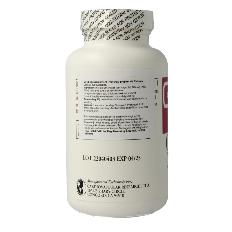 Cardio Vasc Res Calcium citraat 165mg 120 Capsules