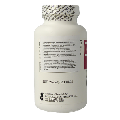 Cardio Vasc Res Calcium citraat 165mg 120 Capsules