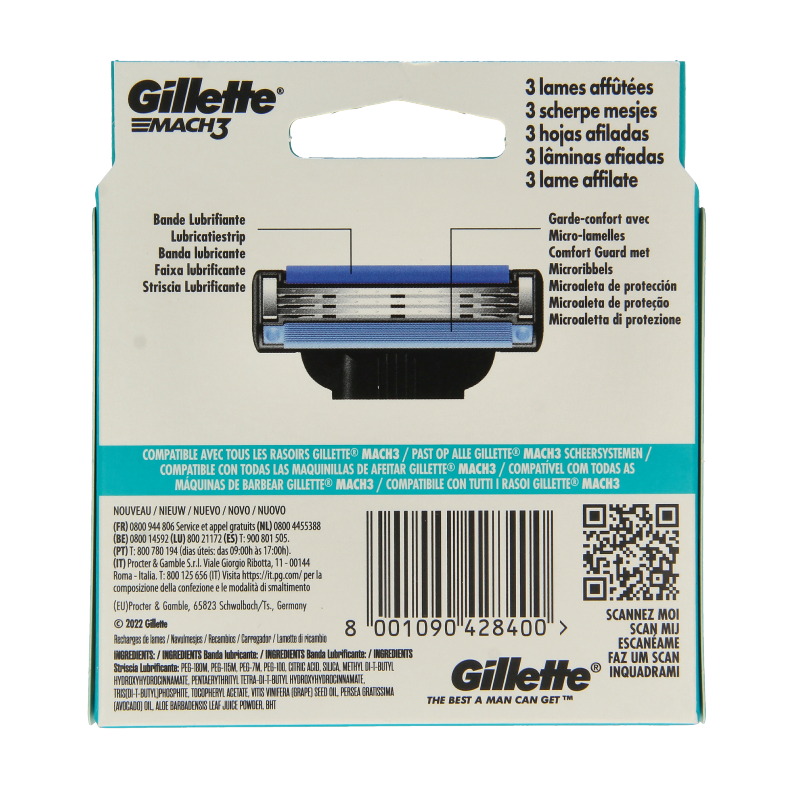 Gillette Mach3 base mesjes regular 8 Stuks