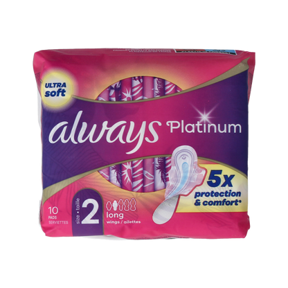 Always Maandverband platinum long vleugels mt 2 10 Stuks