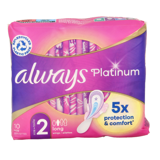 Always Maandverband platinum long vleugels mt 2 10 Stuks