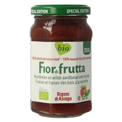 Fiordifrutta Aardbeien en wilde aardbeien met munt jam bio 250 Gram